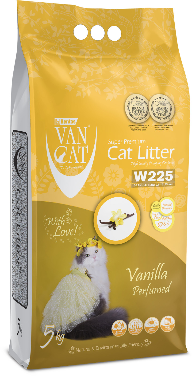 Van Cat Van Cat комкующийся наполнитель без пыли с ароматом ванили, пакет (5 кг) van cat van cat комкующийся наполнитель без пыли с ароматом алое вера пакет 15 кг