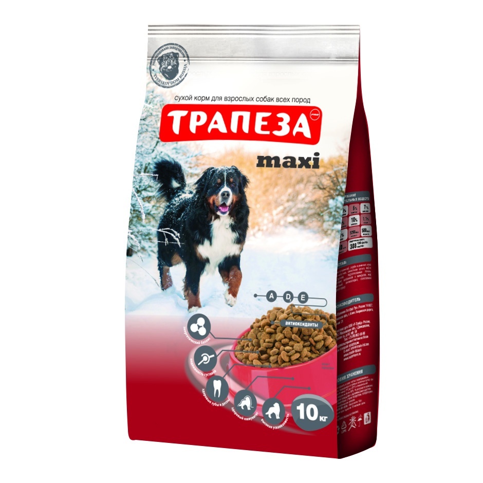 Корм Трапеза "Макси" мясное ассорти для взрослых собак крупных пород (10 кг) 