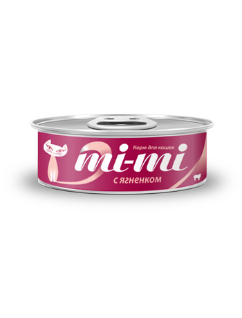 mi-mi консервы для кошек и котят с  ягненком в желе (80 г)
