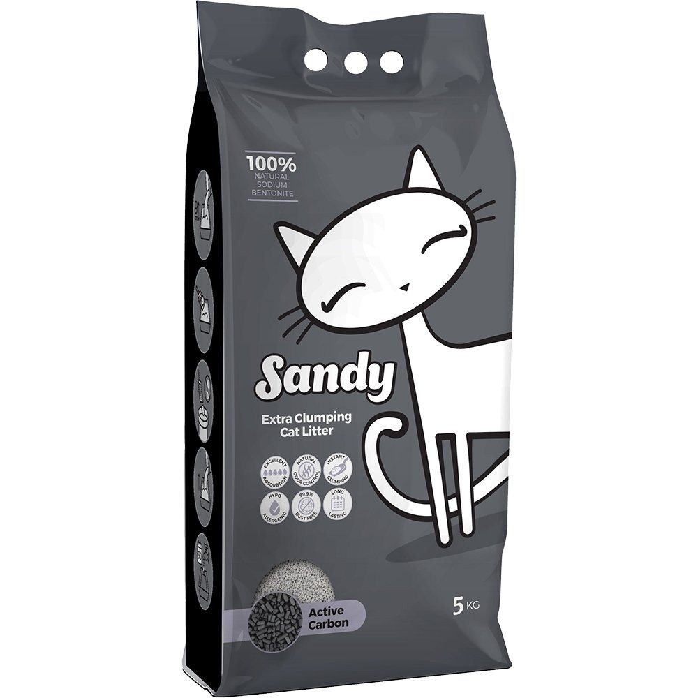 Sandy Sandy наполнитель комкующийся с активированным углем для кошачьего туалета (5 кг)