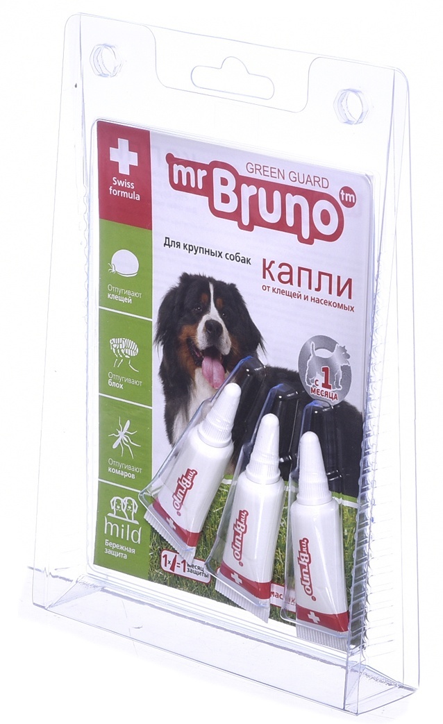 Mr.Bruno Mr.Bruno капли репеллентные  для крупных собак весом более 30 кг, 3 шт по 4 мл (12 г)