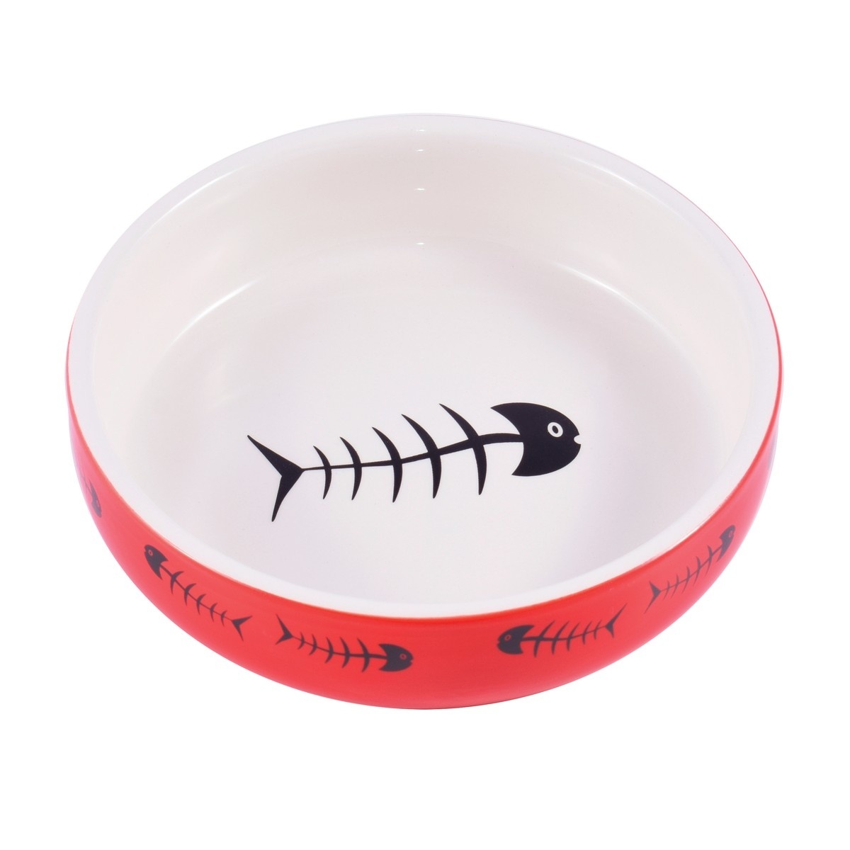 Mr.Kranch Mr.Kranch миска керамическая, красно-белая с рыбками (300 мл) миска для кошек с рыбкой 15см белая керамика