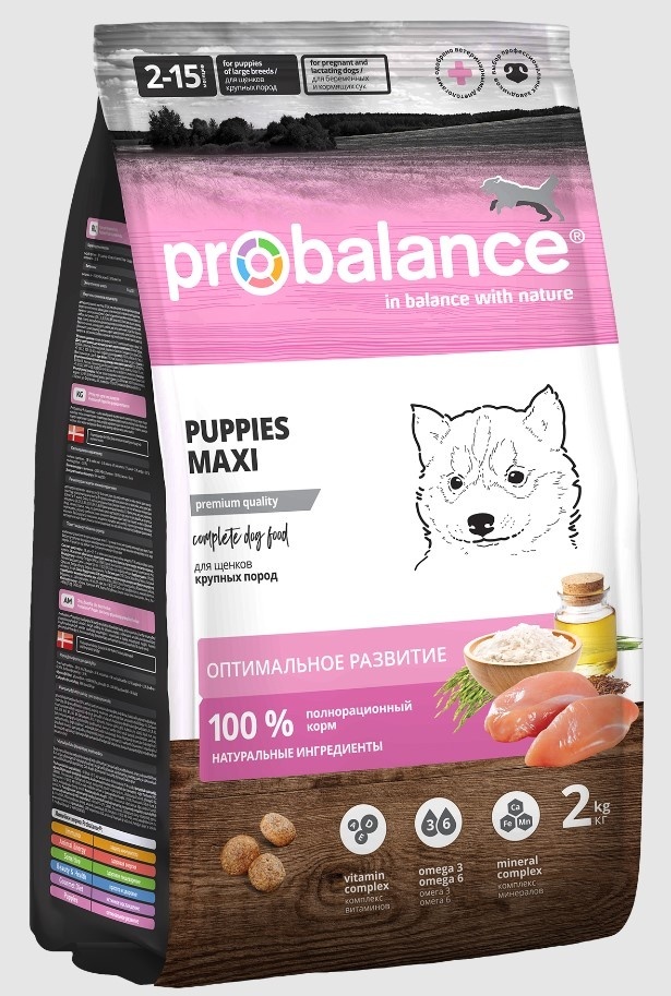 Probalance Probalance корм сухой для щенков крупных пород (2 кг) probalance probalance корм сухой для взрослых собак с лососем и рисом 2 кг