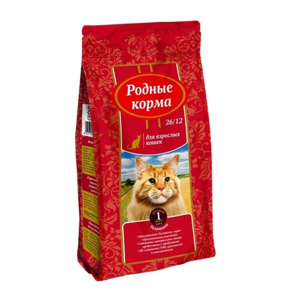 цена Родные корма Корм Родные корма сухой корм для взрослых кошек, с телятиной (10 кг)