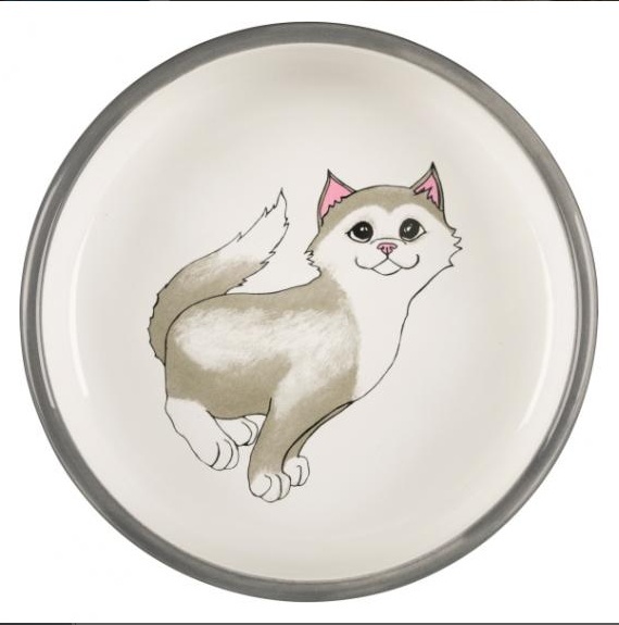 Trixie Trixie миска для кошек, 0,3л, 15 см, серый (351 г) миска для кошек короткомордых пород 0 3 л ф 15 см серый