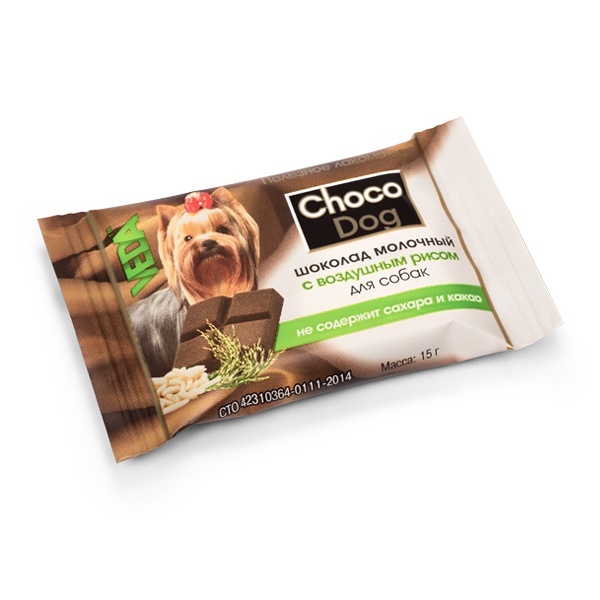 Веда Веда шоколад молочный с воздушным рисом для собак (15 г)