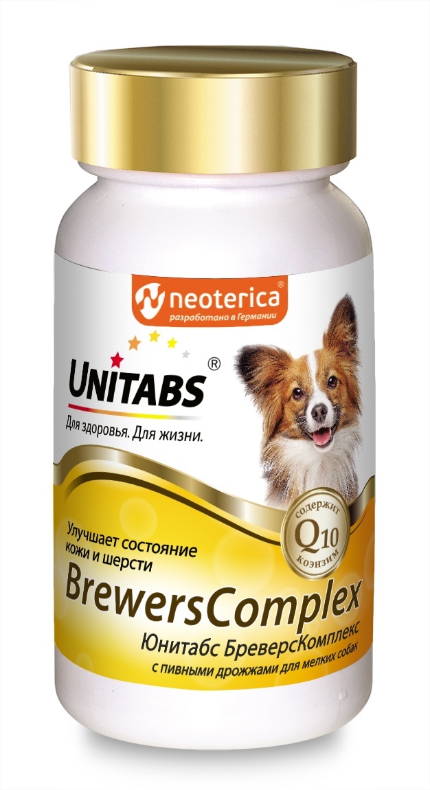 Unitabs Unitabs brewersComplex с Q10 для мелких собак, 100таб (90 г) unitabs immuno complex c q10 витамины для крупных собак 100таб u205 100таб