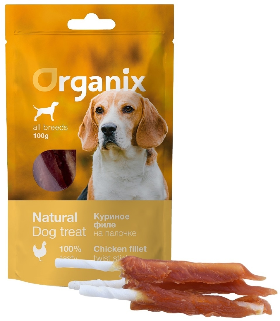 Organix лакомства для собак «Куриное филе на палочке» (100% мясо) (100 г)