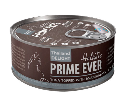 Prime Ever Prime Ever консервы для для кошек Тунец с азиатским сибасом в желе (80 г)