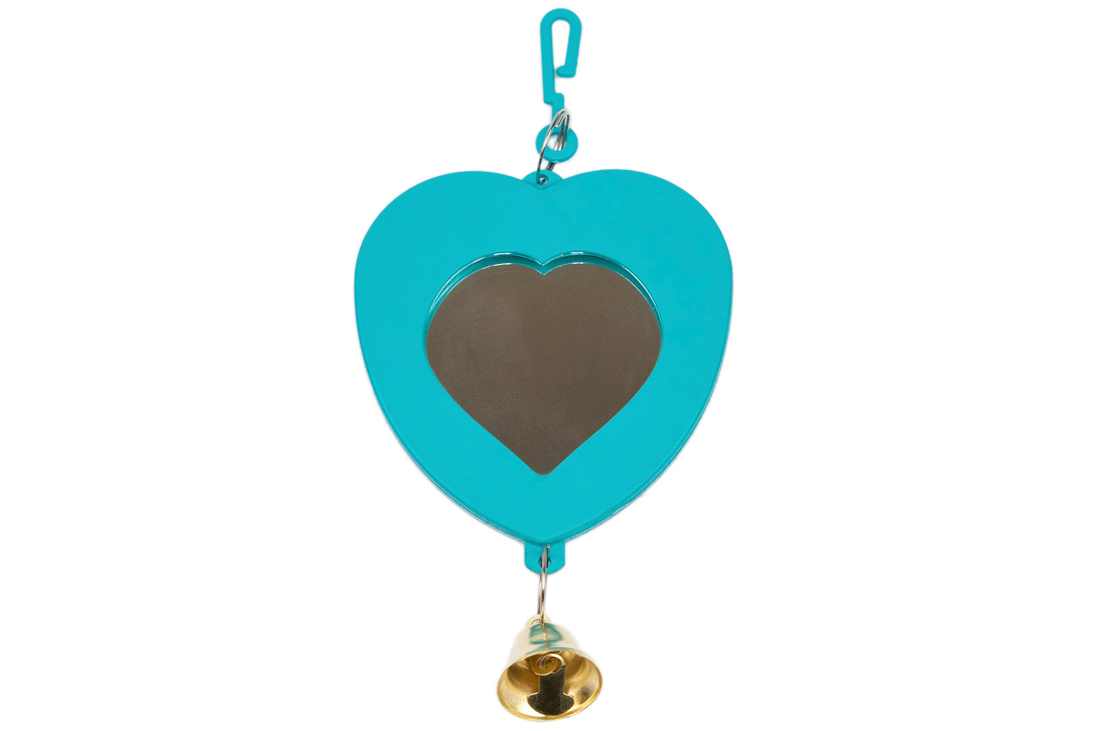 Yami-Yami Yami-Yami зеркало для птиц Сердце с колокольчиком, бирюзовое (бирюз) цена и фото