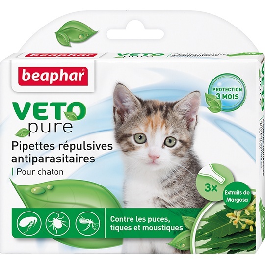 Beaphar Beaphar капли Био от блох для котят, 3 пипетки (33 г) капли от блох для кошек средство от клещей и паразитов капли на холку антипаразитарные репеллент биовакс 2 пипетки