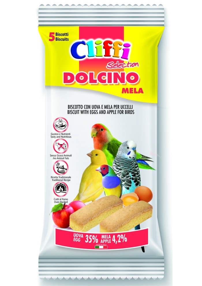 Cliffi (Италия) Cliffi (Италия) лакомства для птиц: яичный бисквит с яблоком (35 г) cliffi италия cliffi италия лакомства для канареек палочки энергия сила и пение 60 г