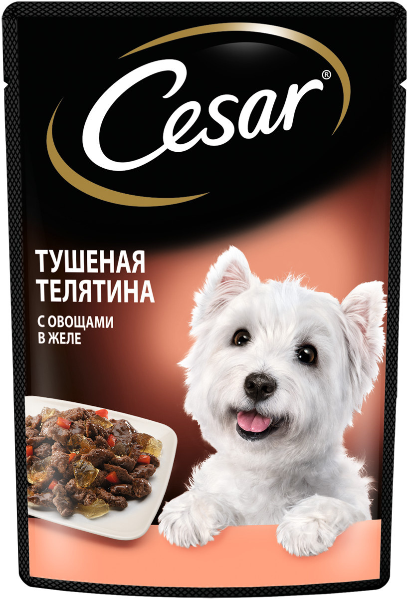 Cesar Cesar влажный корм для взрослых собак, с тушеной телятиной и овощами в желе (85 г) cesar cesar влажный корм для взрослых собак с курицей и зелеными овощами в соусе 85 г