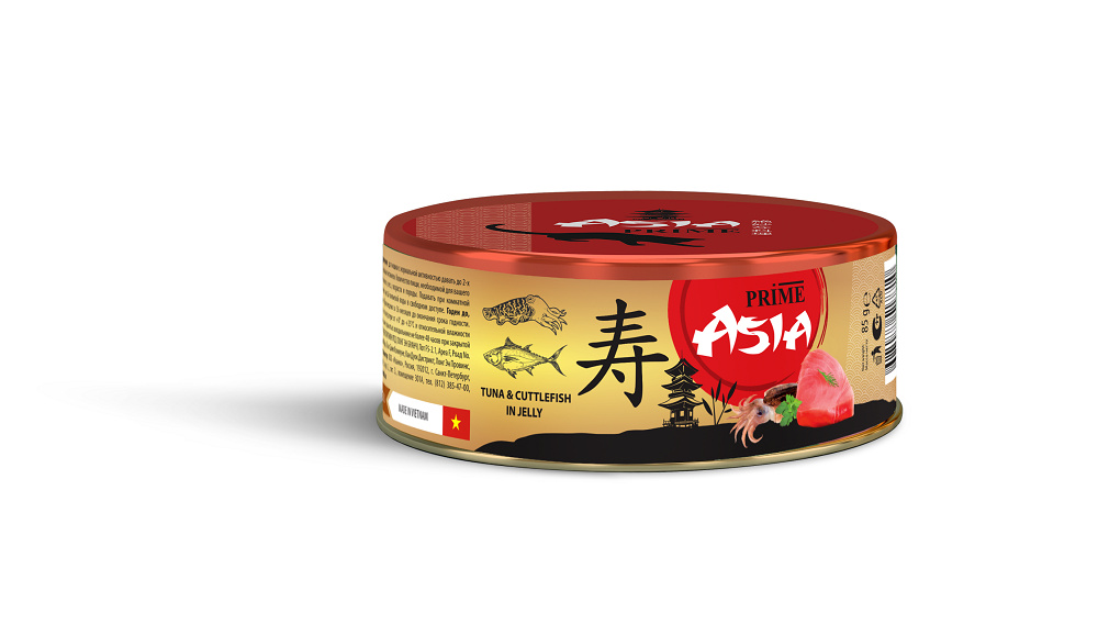 Prime Asia консервы для кошек Тунец с каракатицей в желе (85 г)