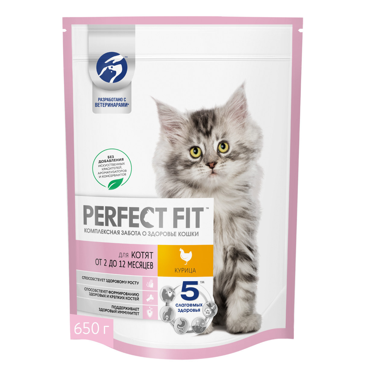 Perfect Fit Корм Perfect Fit cухой корм для котят от 2 до 12 месяцев, с курицей (1,2 кг)