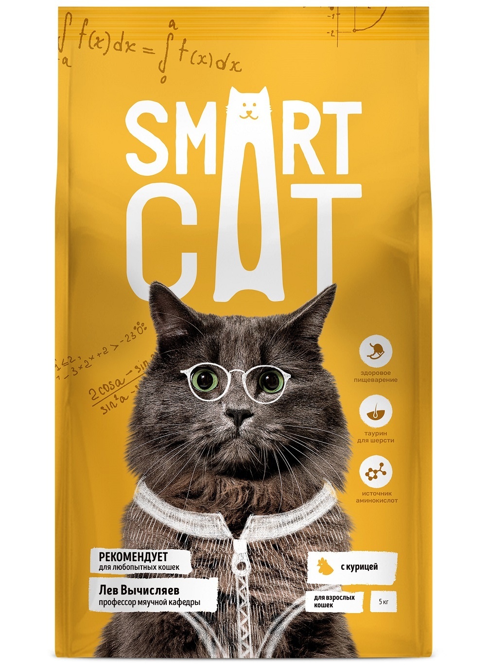 Корм Smart Cat  для взрослых кошек, с курицей (1,4 кг)