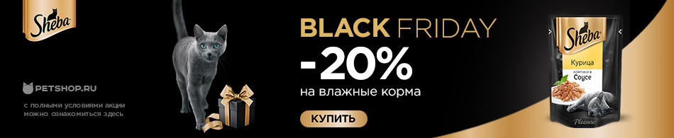 -20% на корма Sheba для кошек!