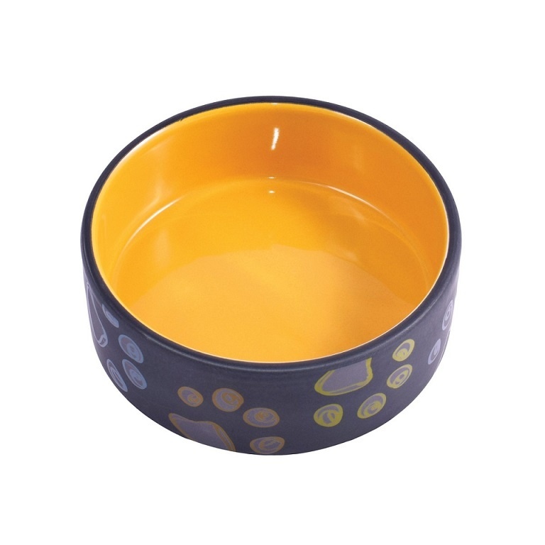 цена КерамикАрт КерамикАрт миска керамическая, черная с желтым (420 мл)
