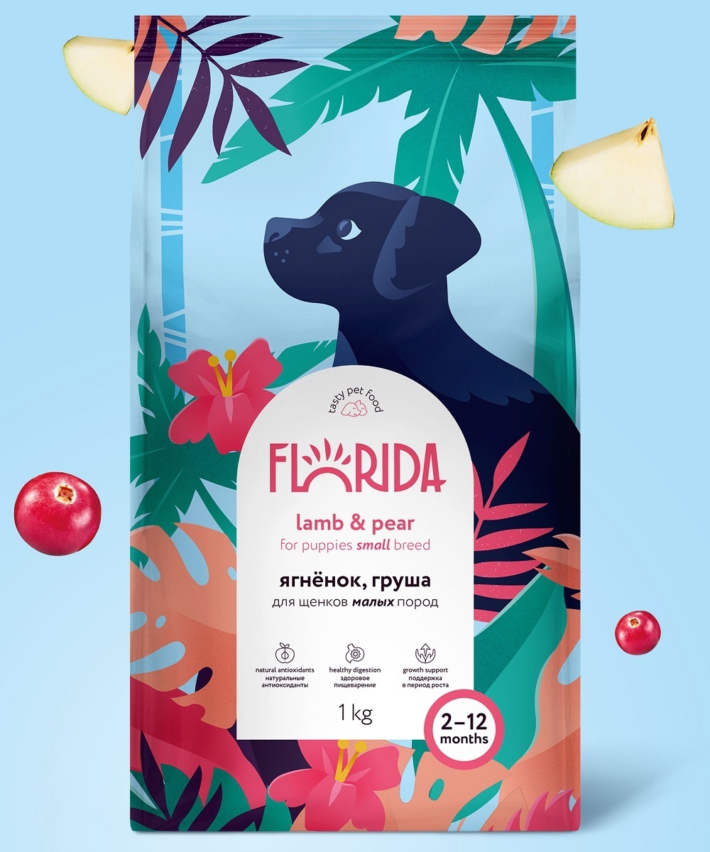 цена FLORIDA FLORIDA сухой корм для щенков малых пород с ягненком и грушей (3 кг)