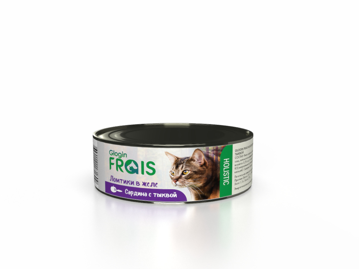 Frais Frais консервы для кошек ломтики в желе, сардина с тыквой (100 г) витаминно минеральный комплекс компливит магний 60
