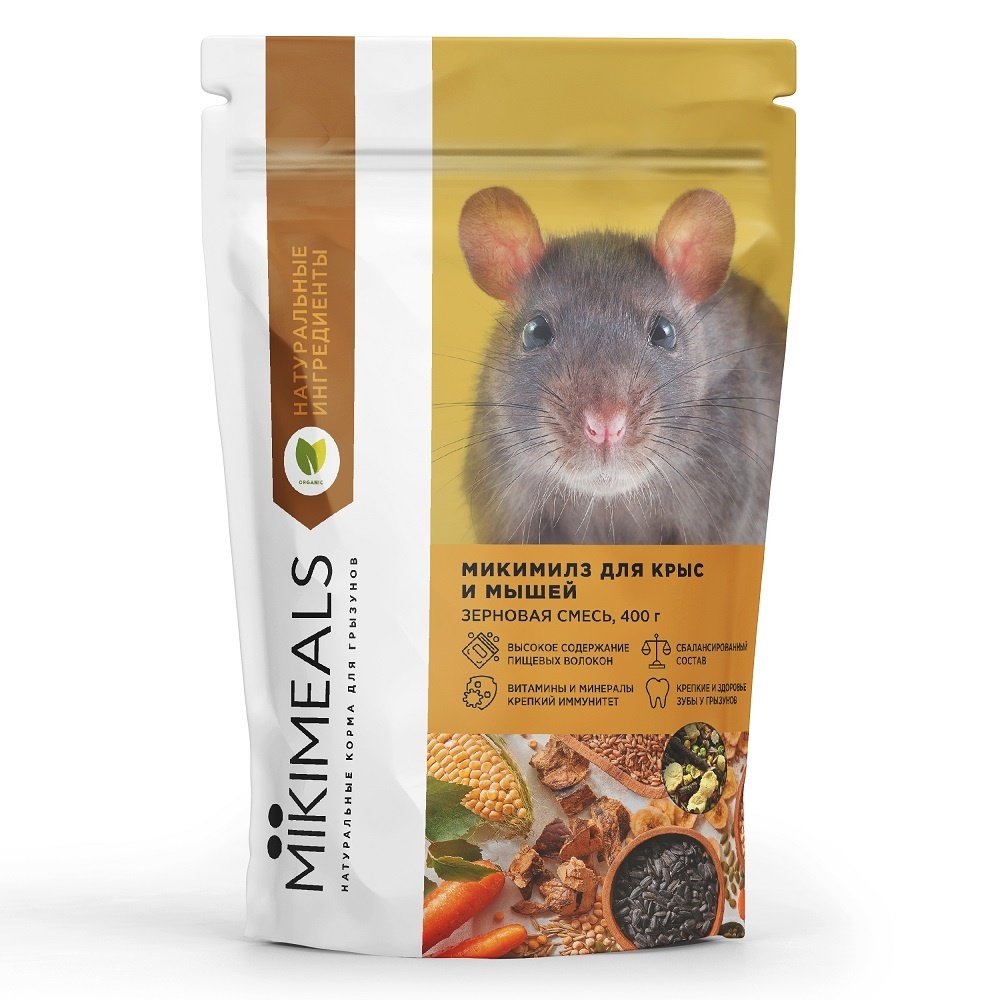 цена Mikimeals Mikimeals корм для крыс и мышей (800 г)