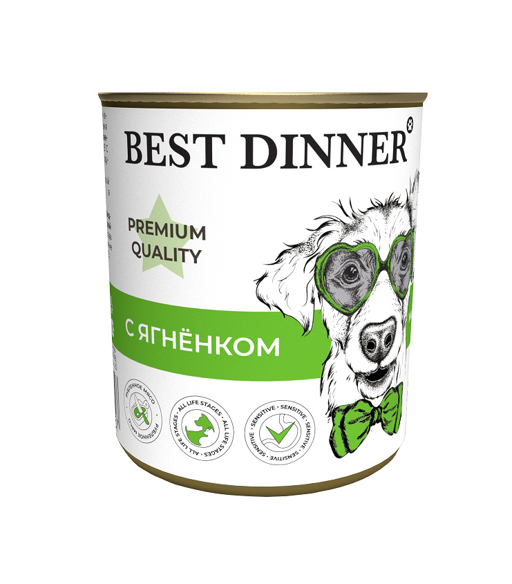 Best Dinner Best Dinner консервы для щенков Premium Меню №1 с ягненком (340 г) best dinner best dinner консервы premium меню 3 с говядиной и кроликом 340 г
