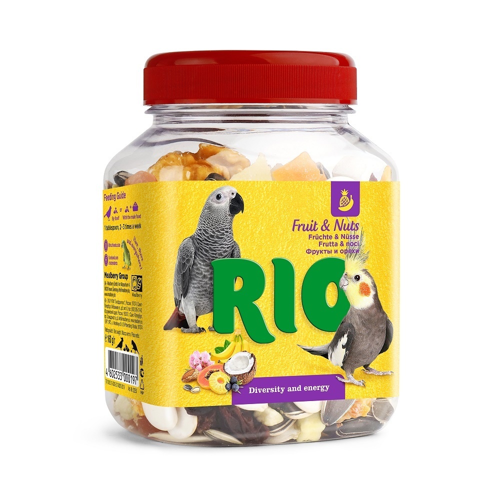 Рио Рио фруктово-ореховая смесь. Лакомство для средних и крупных попугаев (160 г) рио рио гурмэ корм для средних и крупных попугаев 250 г