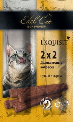 Колбаски-мини для кошек с уткой и сыром 4шт. по 2г Edel Cat Колбаски-мини для кошек с уткой и сыром 4шт. по 2г Edel Cat