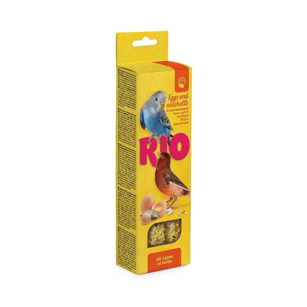 Рио Рио палочки для всех видов птиц с яйцом и ракушечником, 2х40 г (80 г) рио рио палочки с медом и полезными семенами для канареек 80 г