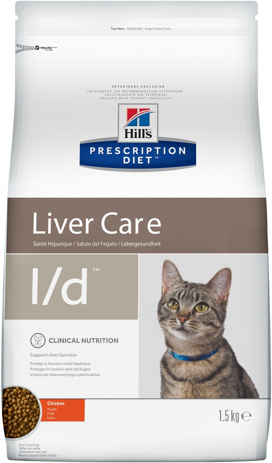 Корм Hill's Prescription Diet l/d Liver Care сухой диетический, для кошек при заболеваниях печени, с курицей (1,5 кг)