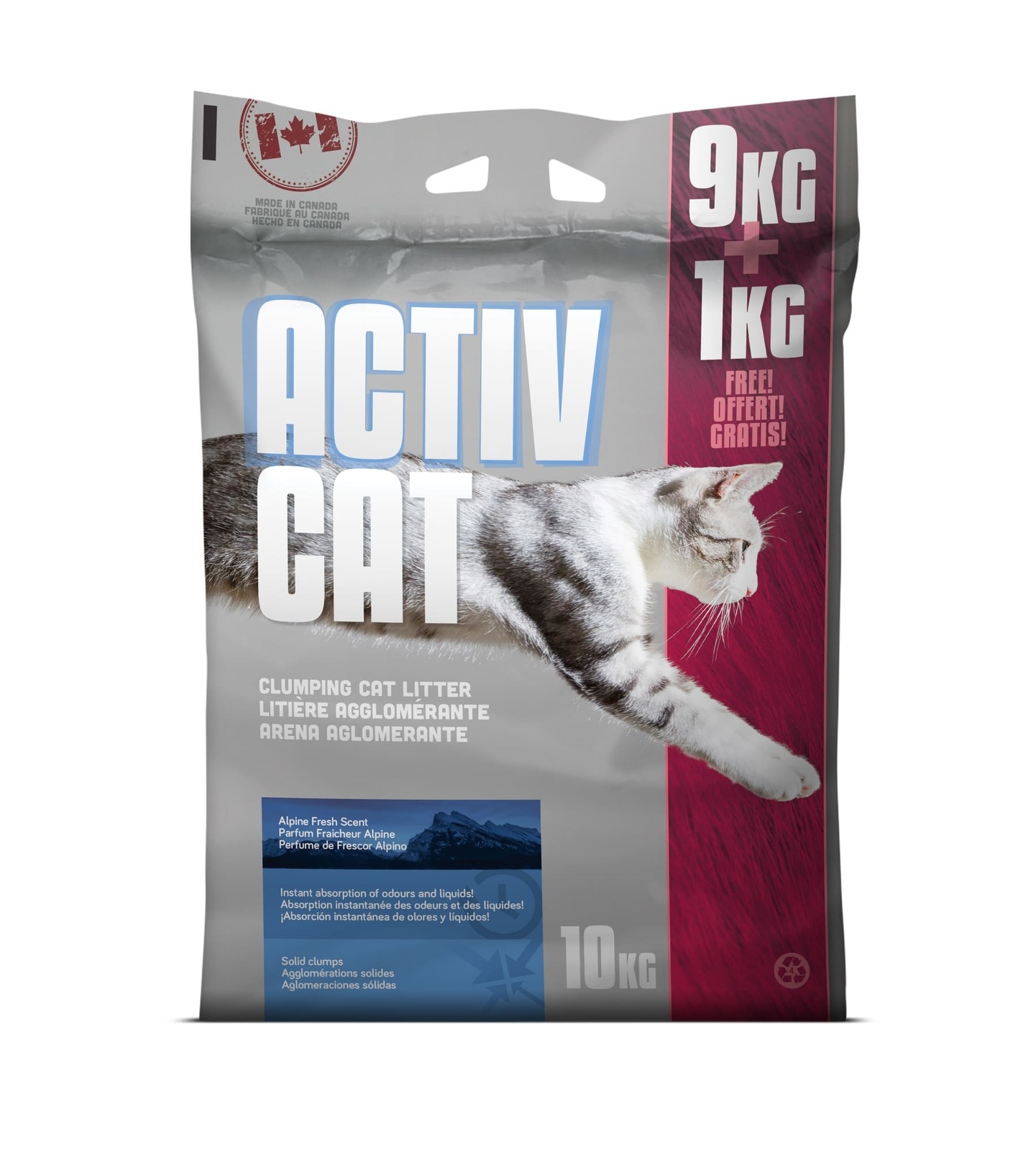 Canada Litter комкующийся наполнитель ActivCat, аромат альпийской свежести (10 кг) 