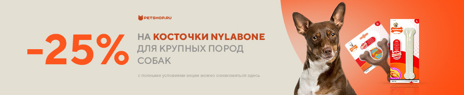 Скидка 25% на косточки для крупных пород собак Nylabone