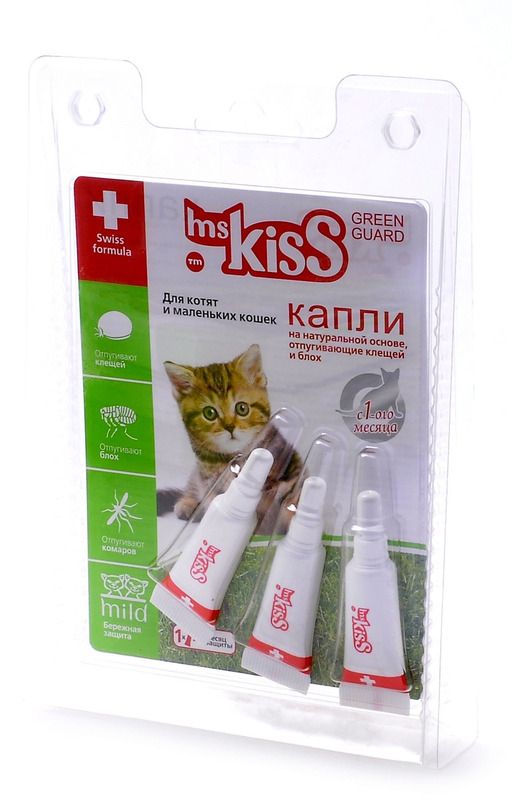 Ms.Kiss Ms.Kiss капли репеллентные для котят и мелких кошек весом до 2 кг , 3 шт по 1 мл (3 г)