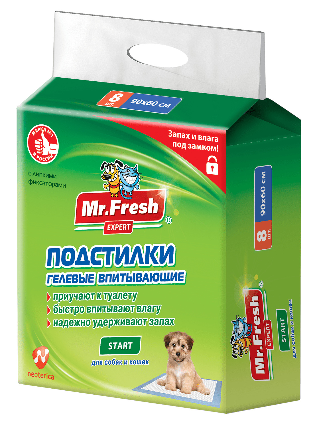 Mr.Fresh подстилка-пеленка для кошек и собак Expert  Super, впитывающая, 40 см*60 см, 10 см шт (40*60 см)