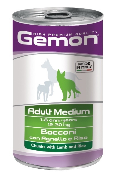 GEMON (Monge) GEMON (Monge) консервы для собак средних пород: кусочки с ягненком и рисом (1,25 кг)