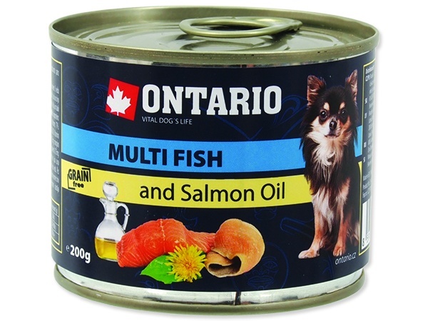 Ontario консервы для собак, рыбное ассорти (200 г)
