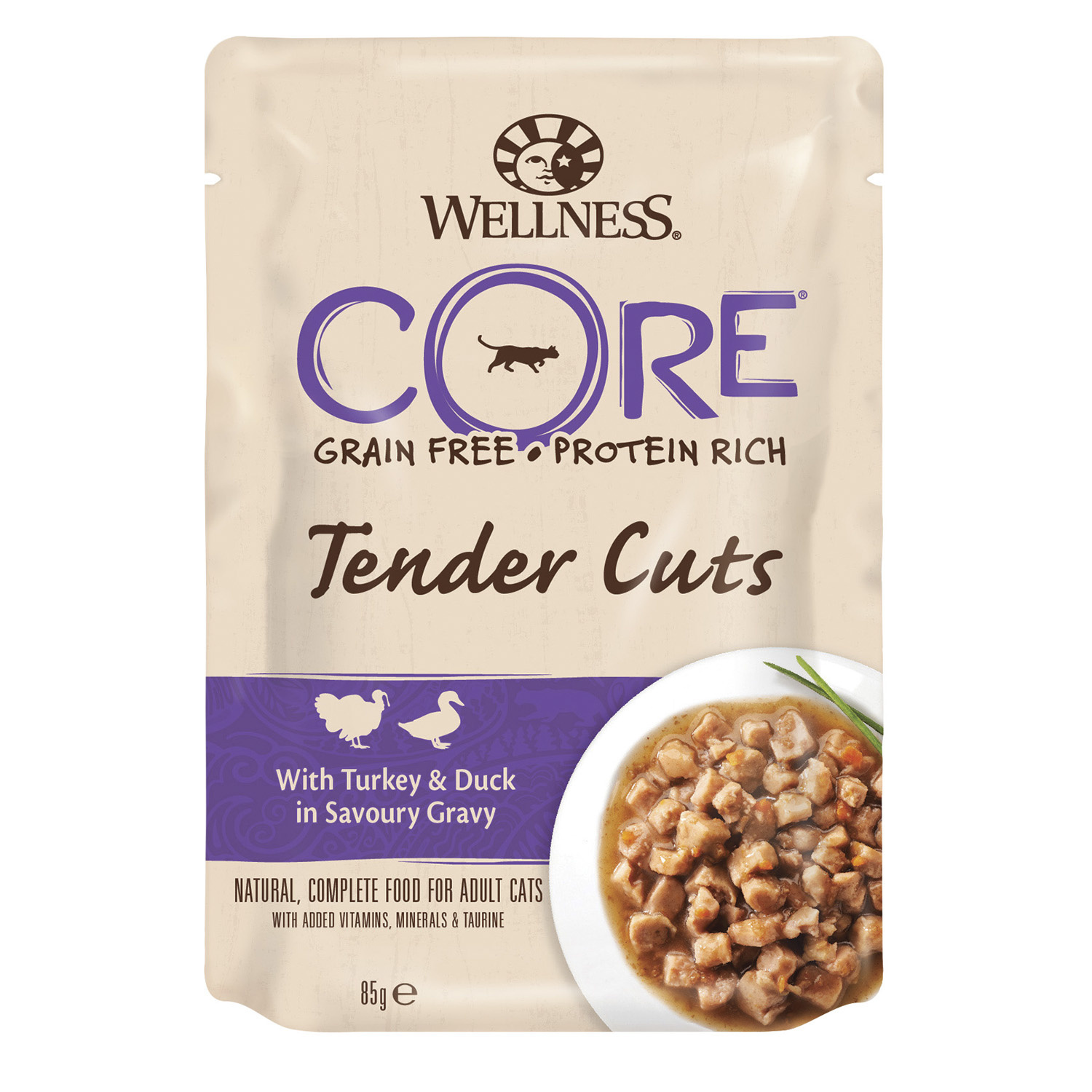 Wellness CORE Wellness CORE tender Cuts паучи из индейки с уткой в виде нарезки в соусе для кошек (85 г)