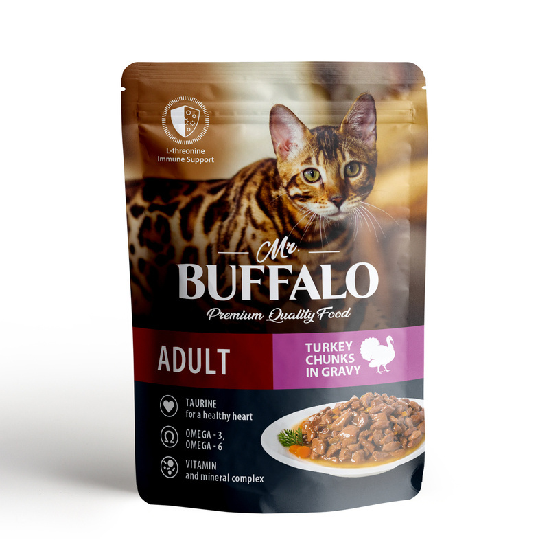 Mr.Buffalo Mr.Buffalo паучи для кошек с чувствительным пищеварением Индейка в соусе (85 г) 61508