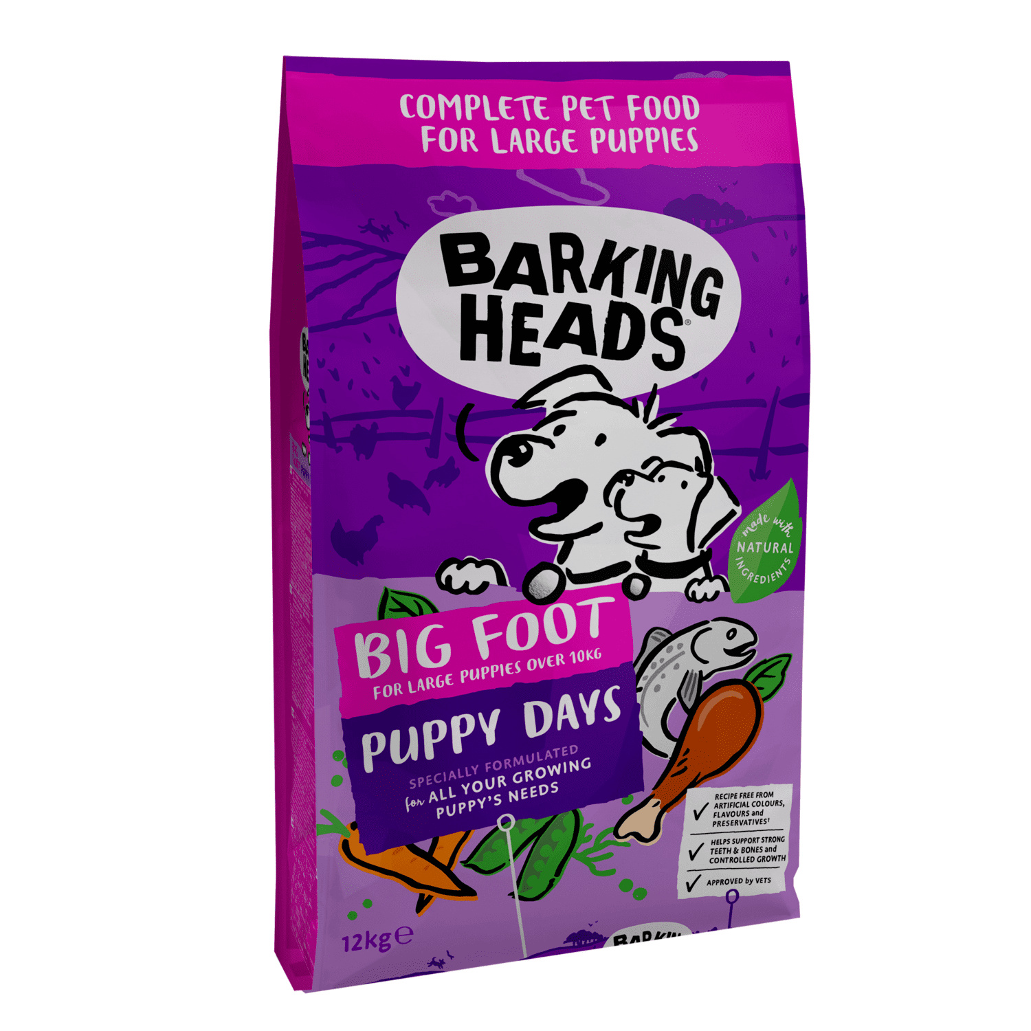 Barking Heads Корм Barking Heads для щенков крупных пород, с курицей, лососем и рисом Щенячьи деньки (18 кг)