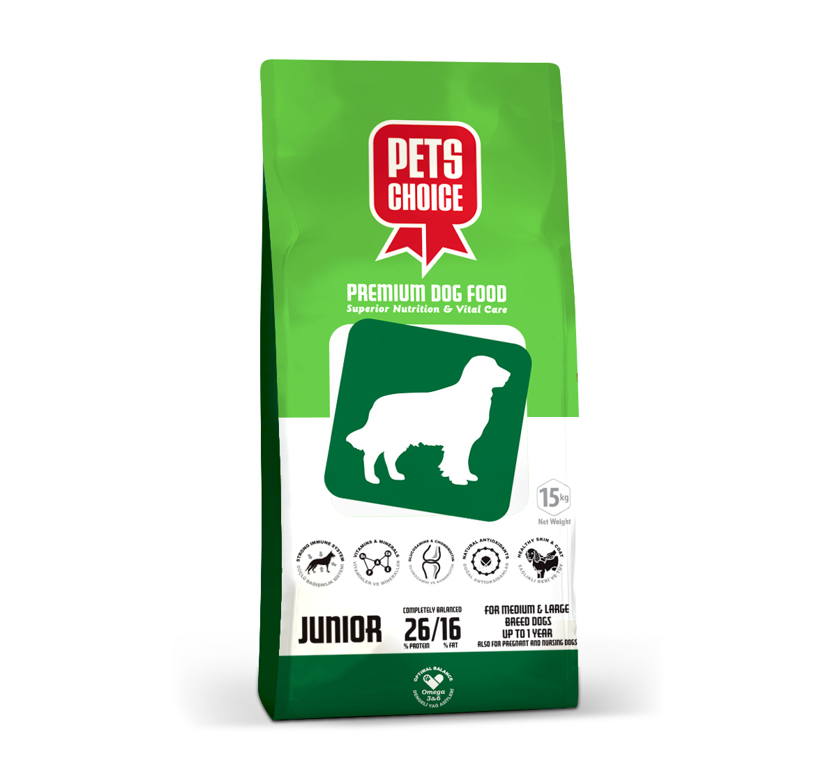 Pet's Choice Pet's Choice для взрослых собак всех пород с курицей и рисом (15 кг)