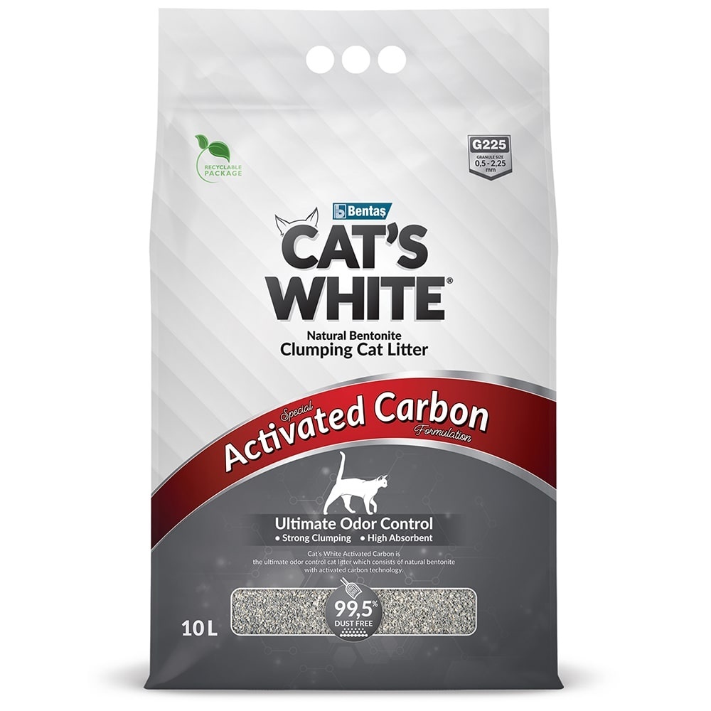 Cat's White Cat's White наполнитель комкующийся с активированным углем для кошачьего туалета (8,5 кг)
