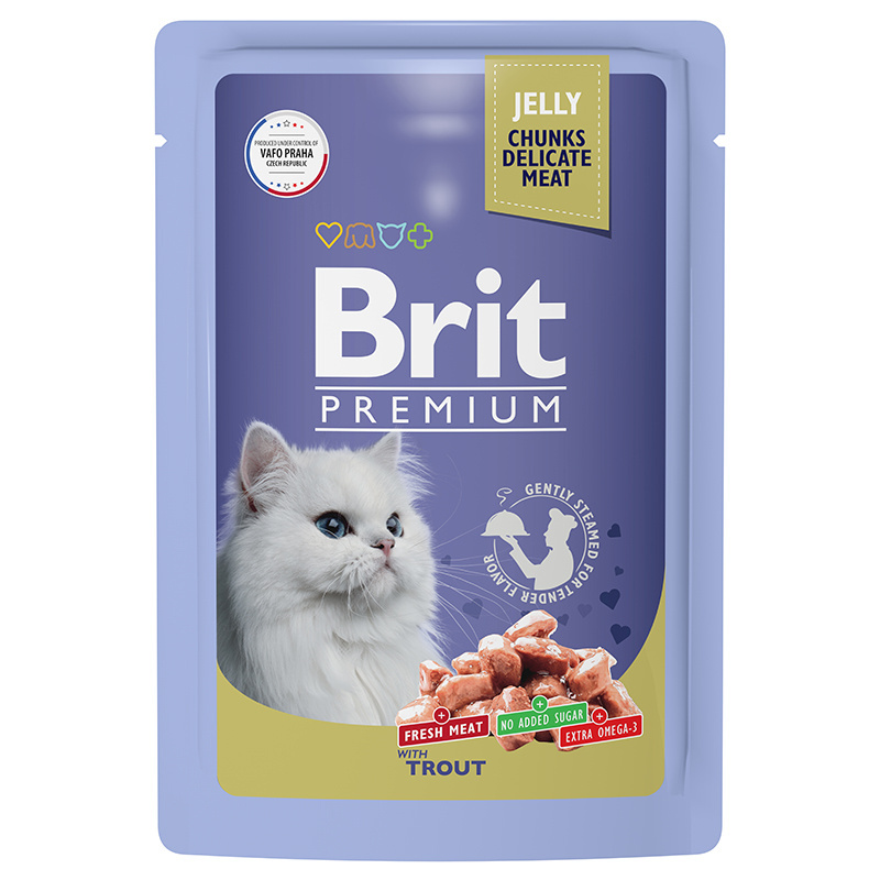 Brit Brit пауч для взрослых кошек с форелью в желе (85 г) brit brit пауч для котят с кроликом в желе 85 г