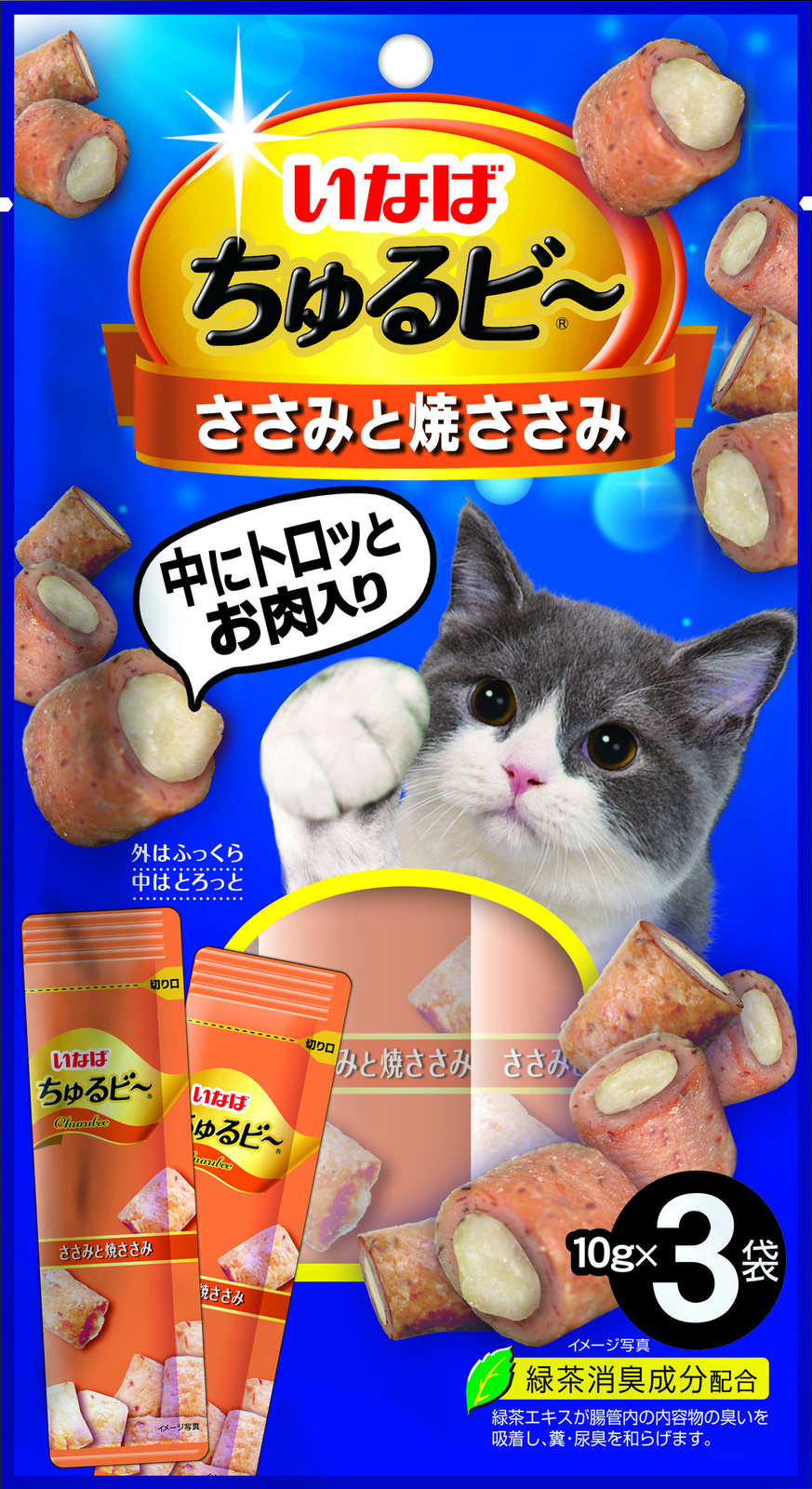 Inaba Inaba чуру Би Запеченные трубочки для кошек Куриное филе (30 г)
