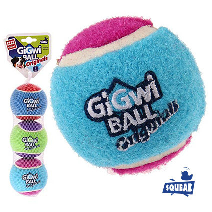 GiGwi GiGwi игрушка три мяча с пищалкой, теннисная резина (4 см) gigwi gigwi игрушка собака с пищалкой текстиль теннисная резина 196 г