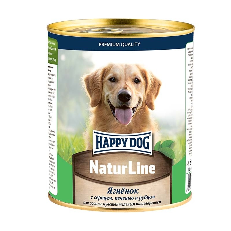 Happy dog кусочки в фарше для собак: ягненок с сердцем, печенью и рубцом (970 г)