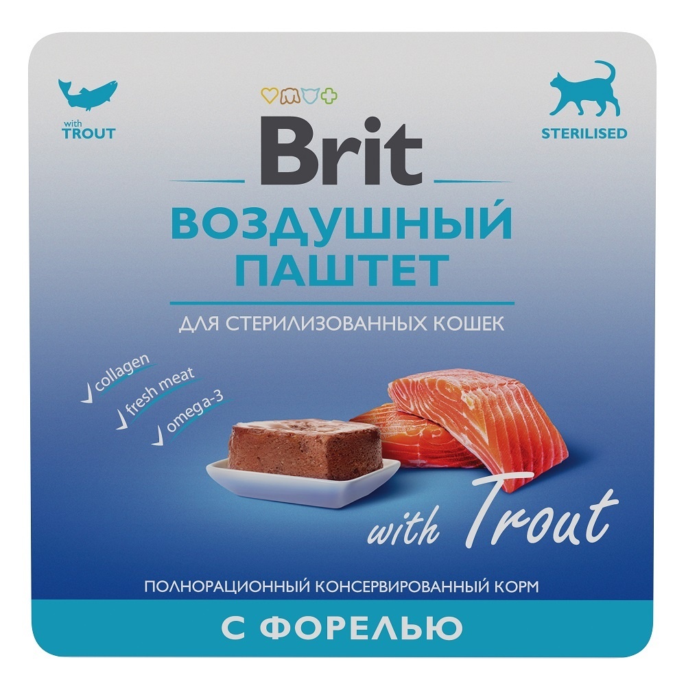 Brit Brit воздушный паштет с форелью для стерилизованных кошек (100 г) кешью витамин сырой 270 г