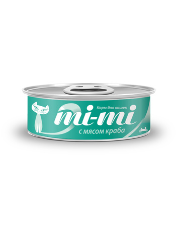 mi-mi консервы для кошек и котят с кусочками тунца с мясом краба в желе (80 г)