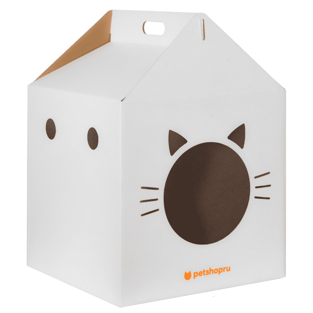 PetshopRu когтеточки PetshopRu когтеточки картонный домик Винни для Кошек, белый (35*35*50 см)