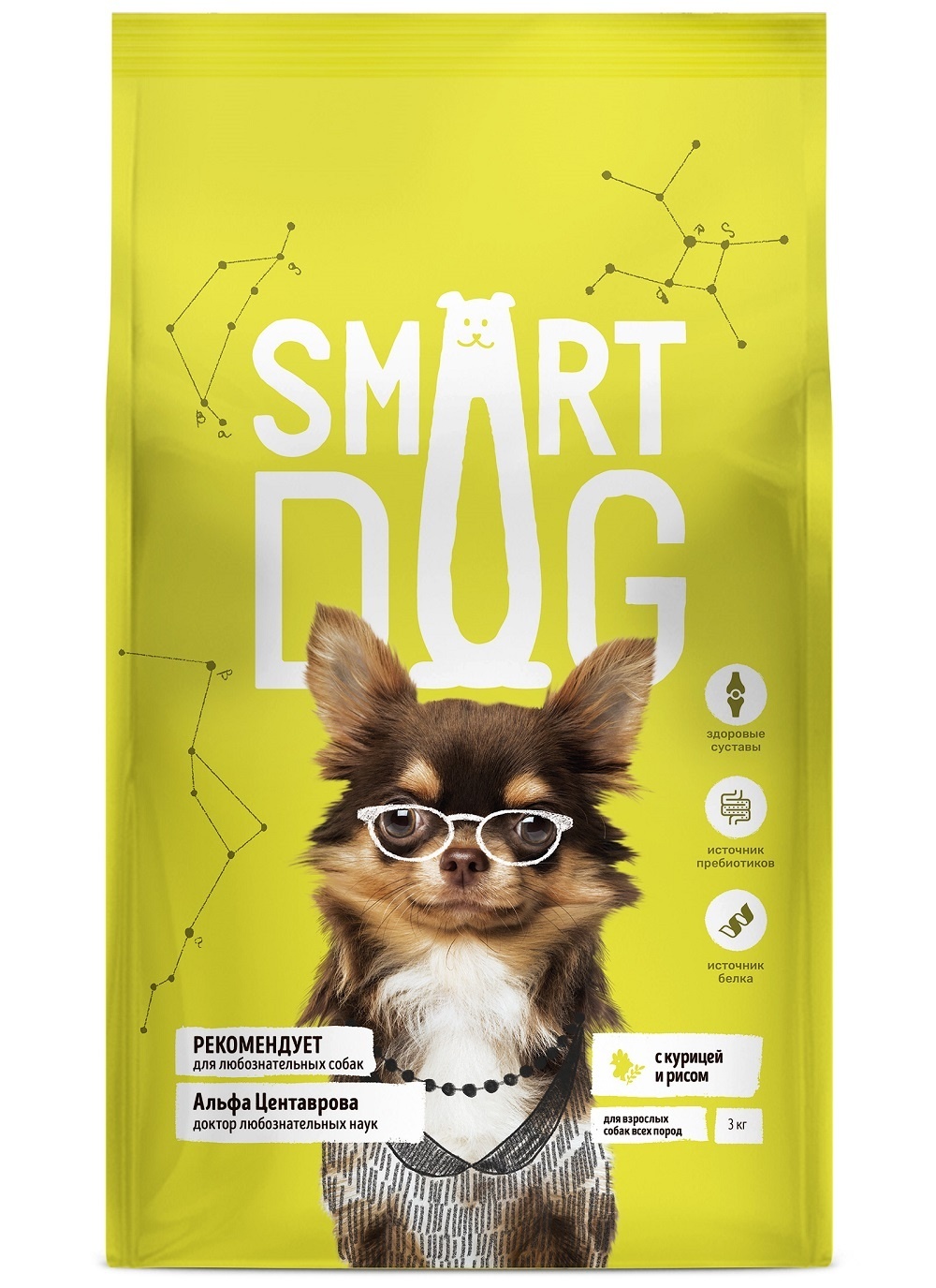Smart Dog Корм Smart Dog для взрослых собак, с курицей и рисом (3 кг)
