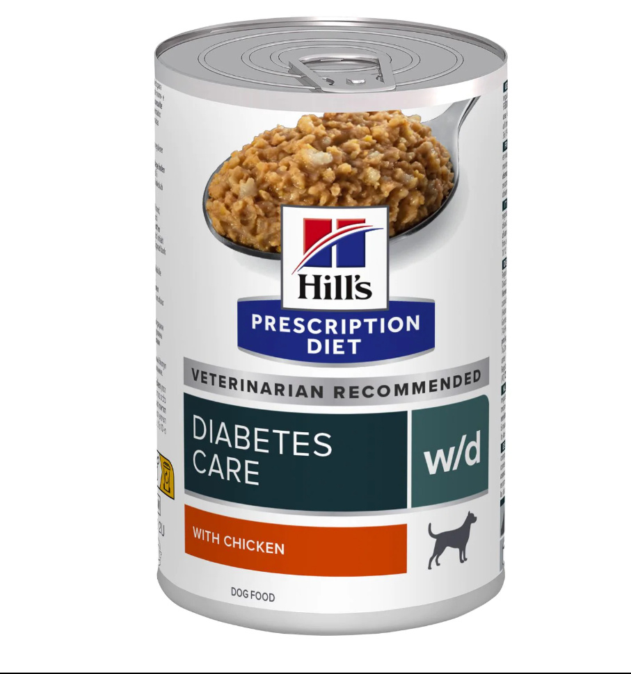 Hill's вет.консервы prescription Diet w/d Digestive, влажный диетический корм для собак при поддержании веса и сахарном диабете, с курицей (370 г)